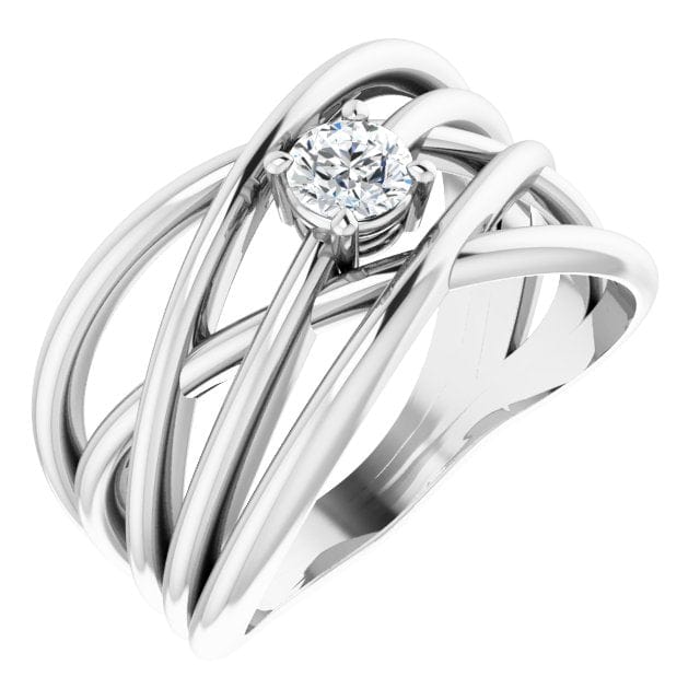 saveongems Jewelry 4.1mm::1/4 CTW / I1-G-H / 6.00 14K White Diamond Solitaire Criss-Cross Ring