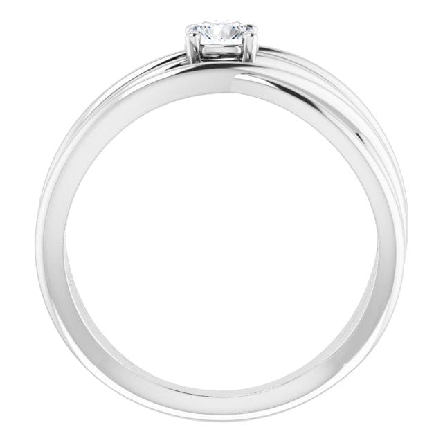 saveongems Jewelry 14K White Diamond Solitaire Criss-Cross Ring