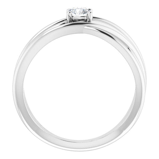 saveongems Jewelry 14K White Diamond Solitaire Criss-Cross Ring