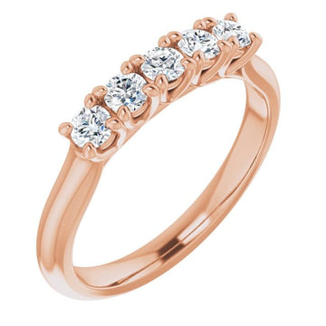 saveongems 2.75mm:: 3/8 CTW / 7.0 14K Rose Natural Diamond Five-Stone Anniversary Band