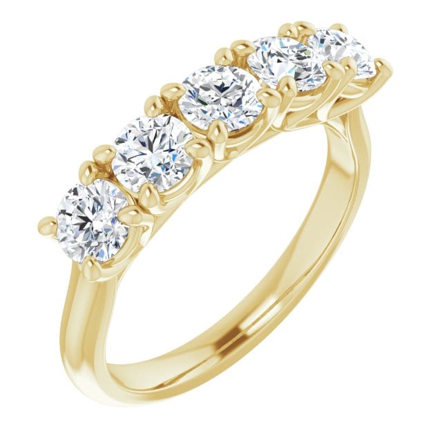 saveongems 14K Yellow Natural Diamond Five-Stone Anniversary Band