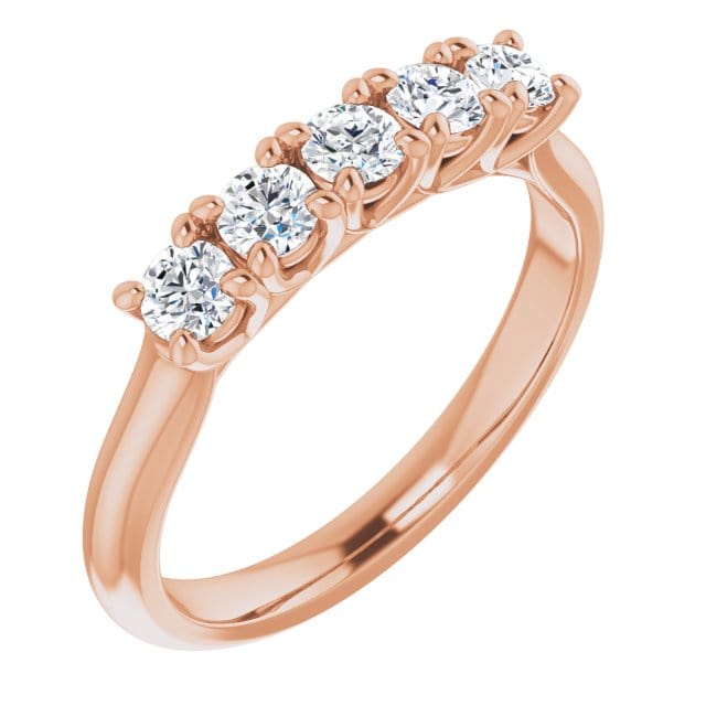 saveongems 14K Rose Natural Diamond Five-Stone Anniversary Band