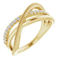 saveongems Jewelry 1/5 ctw (1.3 mm) / VS F+ / 14K Yellow Diamond Criss-Cross Ring