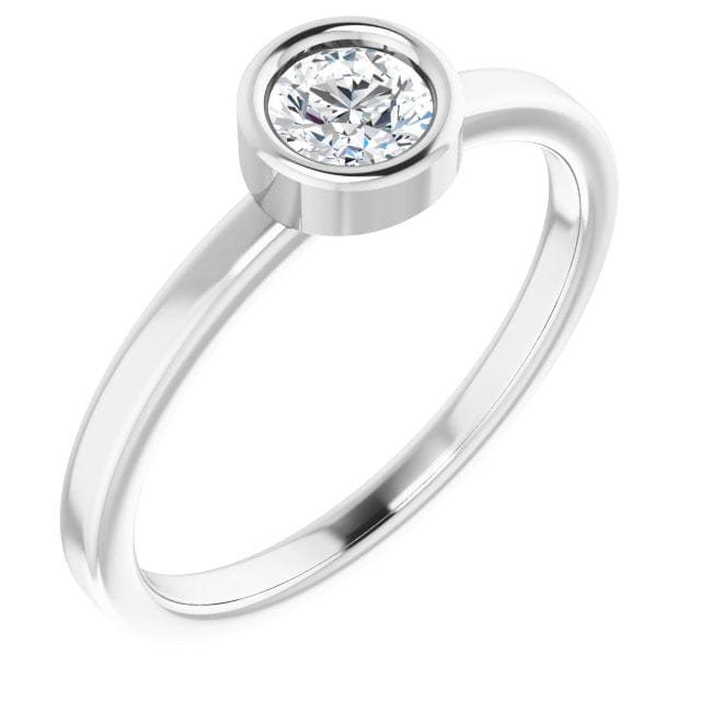 saveongems 4.5mm / 6.0 14K White Natural Diamond Ring Sizes 3mm, 4mm, 4.5mm, 5.5mm