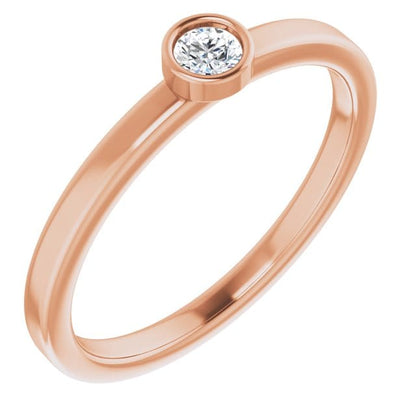saveongems 3mm:: 1/10 CTW / I1 G-H / 6.0 14K Rose Natural Diamond Ring Sizes 3mm, 4.5mm, 5.5mm
