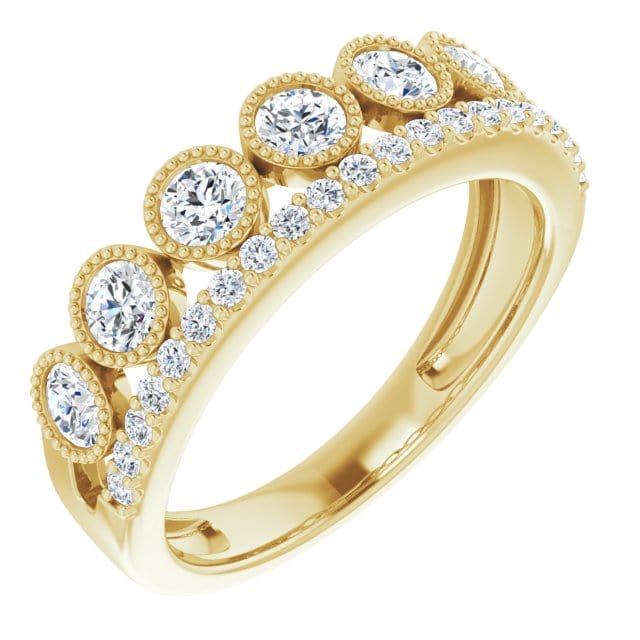 saveongems Jewelry 1 ctw (3mm) / 7.0 / 14K Yellow Diamond Granulated Ring