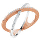 saveongems 6.0 / I1 H+ / 14K Rose/White 14K 1/6 CTW Natural Diamond Criss-Cross Ring