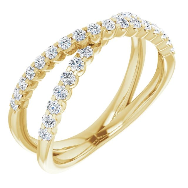 saveongems 14K Yellow Ring Size 6.00 / F+ VS Accented Diamond Criss-Cross Ring