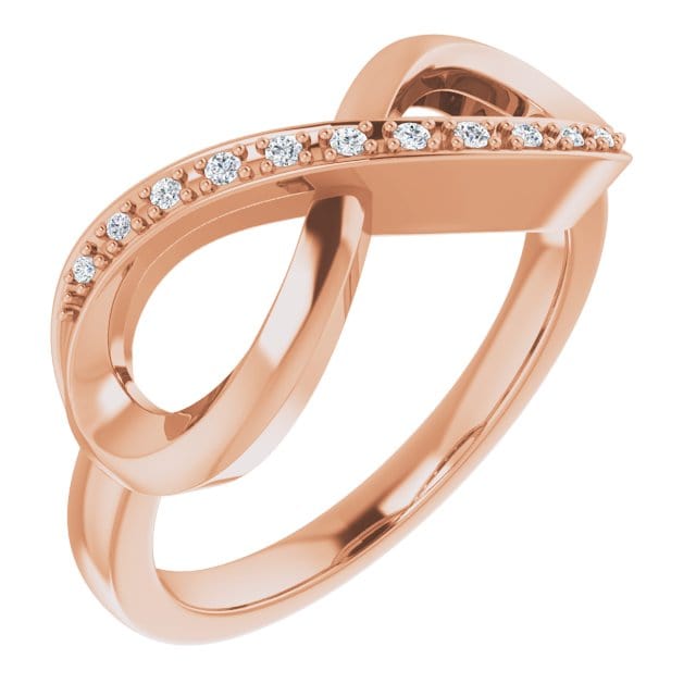 saveongems Jewelry 1.48 DWT (2.30 grams):: .5 CTW / 6.00 / 14K Rose 14K  .05 CTW Natural Diamond Infinity-Inspired Ring