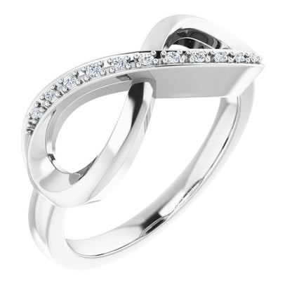 saveongems Jewelry 1.48 DWT (2.30 grams):: .5 CTW / 6.00 / 14K White 14K  .05 CTW Natural Diamond Infinity-Inspired Ring