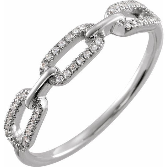 saveongems Jewelry .8mm::1/6 CTW / 6.00 / 14K White 14K 1/6 CTW Natural Diamond Chain Link Ring