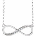 saveongems 1mm:: .025 CTW / I1 H+ / 14K White 14K Natural Diamond Infinity-Inspired Necklace