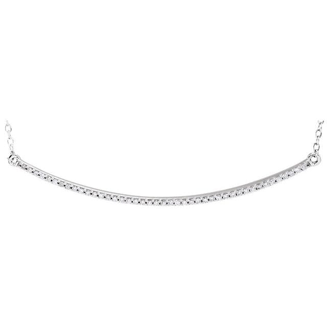 saveongems 1.4 mm:: 1/6 CTW / I1 H+ / 14K White 14K 1/6 CTW Natural Diamond Bar 16-18" Necklace