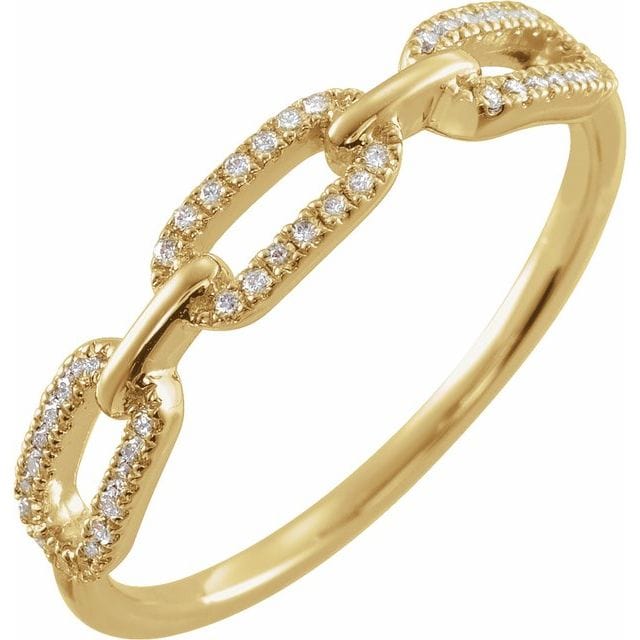 saveongems Jewelry .8mm::1/6 CTW / 6.00 / 14K Yellow 14K 1/6 CTW Natural Diamond Chain Link Ring
