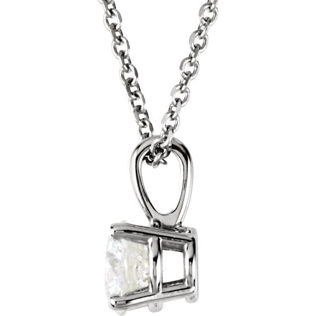 saveongems 14K Natural Diamond Round 4-Prong Pendant Necklace
