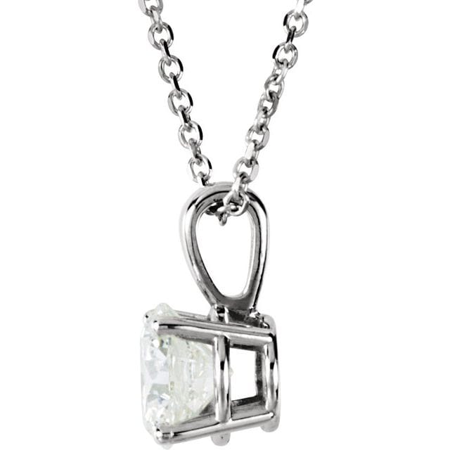 saveongems 14K Natural Diamond Round 4-Prong Pendant Necklace