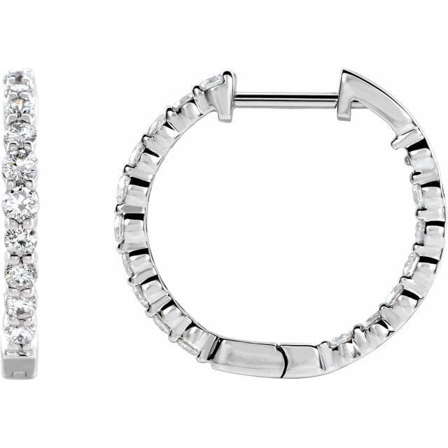 saveongems 19.3 mm / I1 / 14K White Natural Diamond Inside-Outside Hinged Hoop Earrings 14K Natural Diamond Inside-Outside Hinged Hoop Earrings