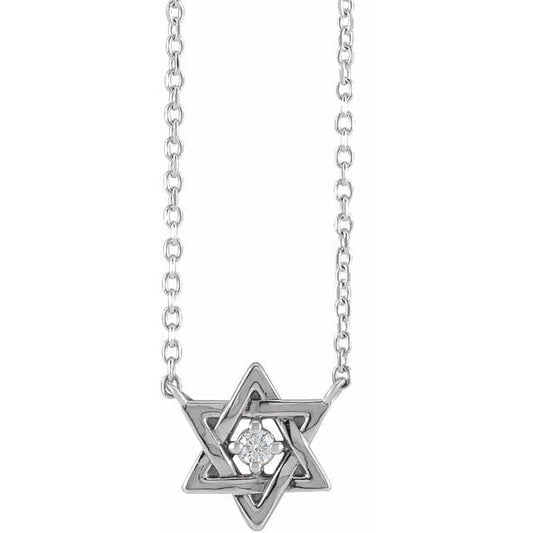 saveongems Jewelry 2mm :: 0.03 CT / 16 Inch / 14K White 14K .03 CT Natural Diamond Star of David Necklace