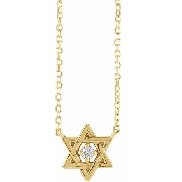 saveongems Jewelry 2mm :: 0.03 CT / 16 Inch / 14K Yellow 14K .03 CT Natural Diamond Star of David Necklace