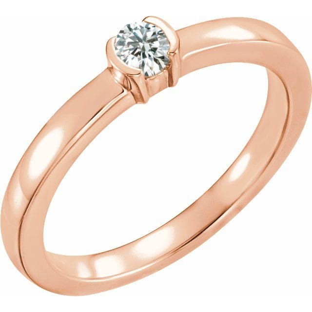 saveongems 6.0 / I1 G-H / 14K Rose 14K 1/5 CTW Natural Diamond Family Stackable Ring