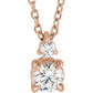 saveongems 1/4 ctw (3.9mm) / 16-18 Inch / 14K Rose Accented Claw-Prong Necklace 16-18" 1/4-1 Carat Total Weight