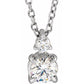 saveongems 1/2 ctw (4.5mm) / 16-18 Inch / 14K White Accented Claw-Prong Necklace 16-18" 1/4-1 Carat Total Weight