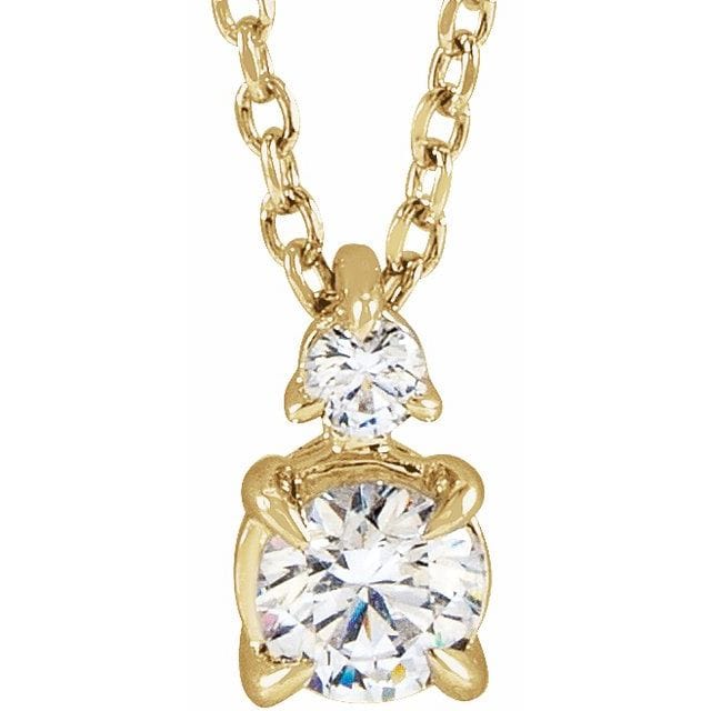 saveongems 1/4 ctw (3.9mm) / 16-18 Inch / 14K Yellow Accented Claw-Prong Necklace 16-18" 1/4-1 Carat Total Weight