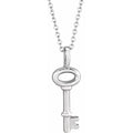 saveongems Jewelry 20 x 6.5mm / 16-18 Inch / 14K White Key Necklace