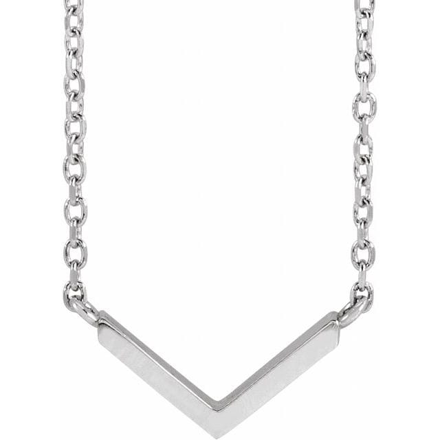 saveongems Jewelry 12.92 x 6.14mm / 16 Inch / 14K White V Necklace