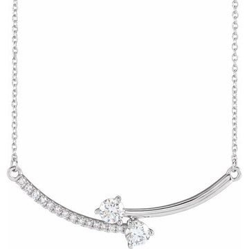 saveongems 5/8 ctw (3.9mm) / 18 Inch / 14K White Diamond Two-Stone Necklace 18"