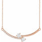 saveongems 5/8 ctw (3.9mm) / 18 Inch / 14K Rose Diamond Two-Stone Necklace 18"