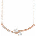 saveongems 5/8 ctw (3.9mm) / 18 Inch / 14K Rose Diamond Two-Stone Necklace 18
