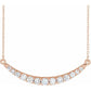 saveongems Jewelry 3/4 ctw (3.2 x 36.77 mm) / 18 Inch / 14K Rose Diamond French-Set Bar Necklace 18"