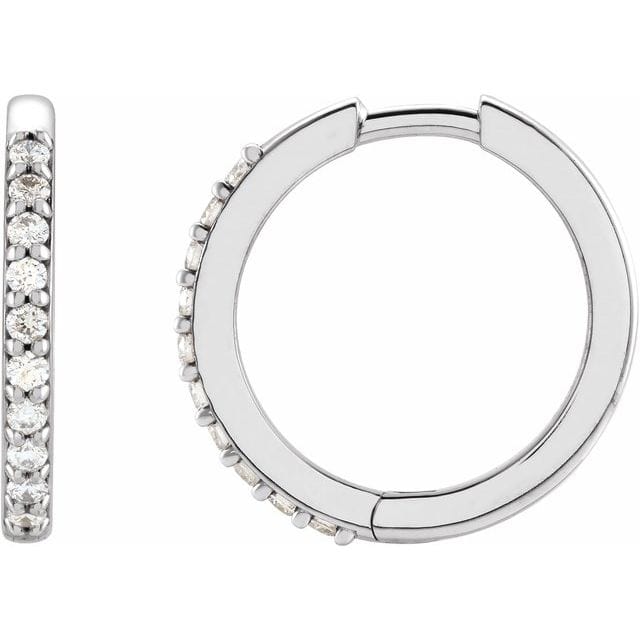 saveongems 15 mm :: 1/6 CTW / I1 G-H / 14K White 14K Natural Diamond Accented Huggie Earrings