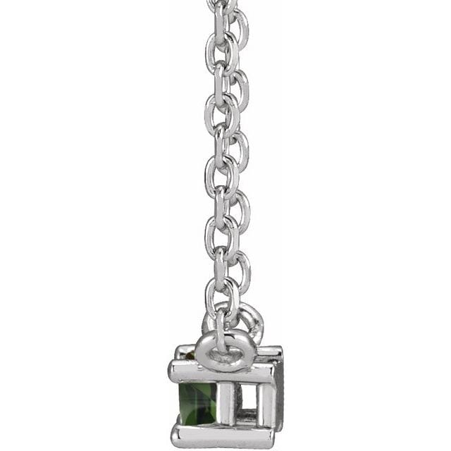 saveongems Jewelry 14K Natural Green Tourmaline Solitaire 18" Necklace