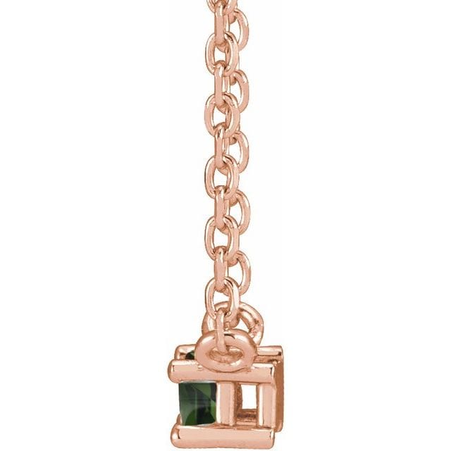 saveongems Jewelry 14K Natural Green Tourmaline Solitaire 18" Necklace