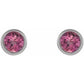 saveongems Jewelry 14K Round Natural Pink Tourmaline Micro Bezel-Set Earrings