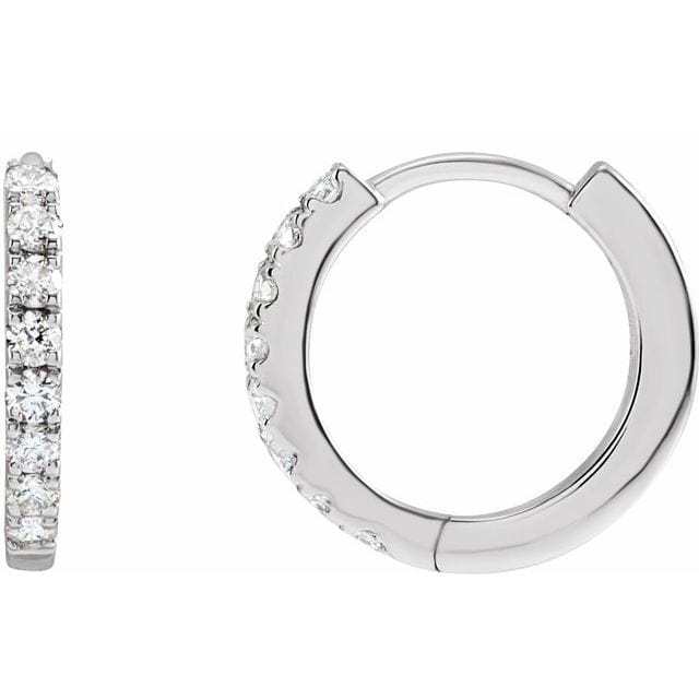 saveongems Jewelry 1/5ctw::12mm / SI G-H / 14K White Diamond Hoop Earrings