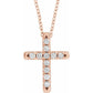 saveongems Jewelry 1.7mm :: 1/5 CTW / I1 G-H / 14K Rose 14K Natural Diamond French-Set Cross 16-18" Necklace