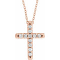 saveongems Jewelry 1.7mm :: 1/5 CTW / I1 G-H / 14K Rose 14K Natural Diamond French-Set Cross 16-18
