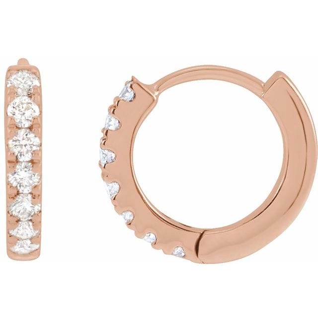 saveongems Jewelry 1/5ctw::10mm / SI G-H / 14K Rose Diamond Hoop Earrings