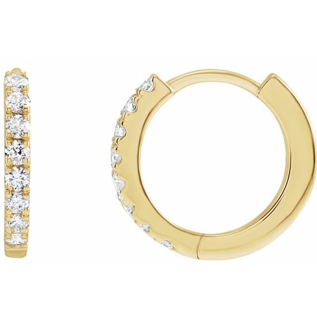 saveongems Jewelry 1/5ctw::12mm / SI G-H / 14K Yellow Diamond Hoop Earrings