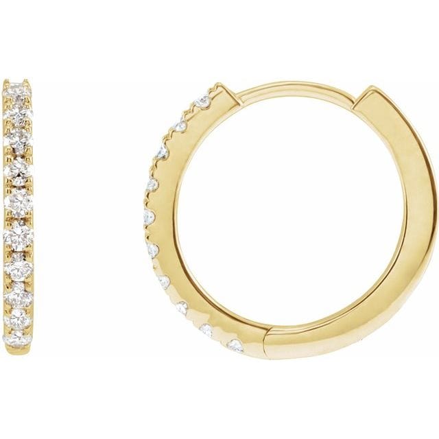 saveongems Jewelry 1 /4ctw::14mm / SI G-H / 14K Yellow Diamond Hoop Earrings