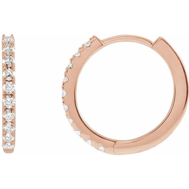 saveongems Jewelry 1 /4ctw::14mm / SI G-H / 14K Rose Diamond Hoop Earrings