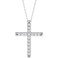 saveongems Jewelry 2.4mm :: 3/4 CTW / I1 G-H / 14K White 14K Natural Diamond French-Set Cross 16-18