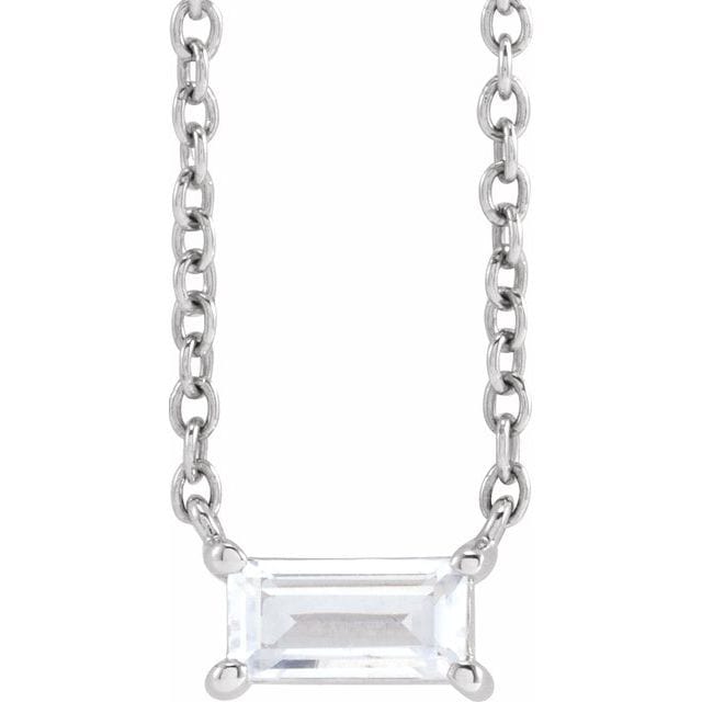 saveongems 1/3 ctw (5.5 x 2.75mm) / 16-18" / 14K White Straight Baguette Diamond Necklace 16-18"