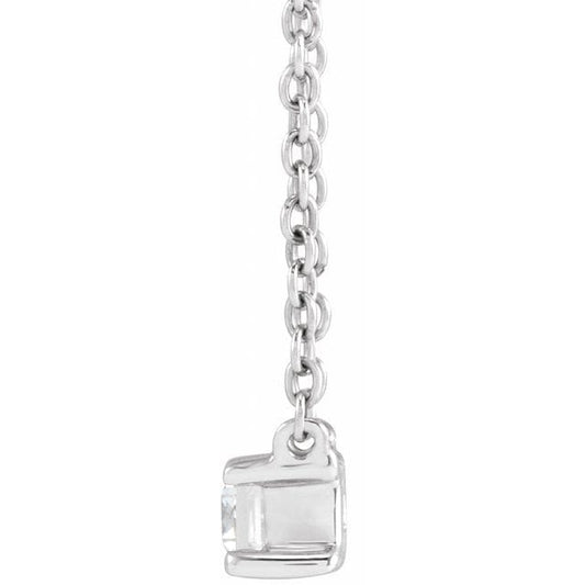 saveongems 14K 1/3 CT Lab-Grown Straight Baguette Diamond 16-18" Necklace
