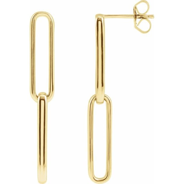 saveongems Jewelry 4.95mm / 14K Yellow Elongated Flat Link Earrings