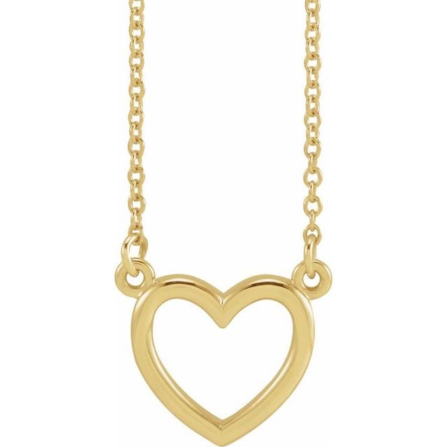 saveongems Jewelry 10.8 x 10mm / 16 Inch / 14K Yellow 14K Heart 16" Necklace
