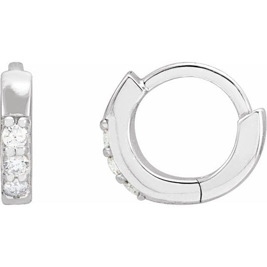 saveongems 8 mm :: 0.05 CTW / I1 G-H / 14K White 14K Natural Diamond Accented Huggie Earrings